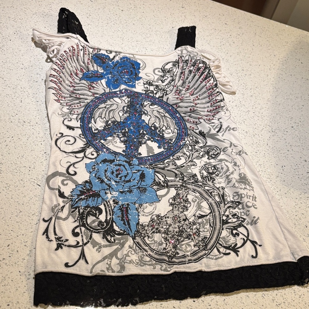 BONGO Women's Tank Top with Blue and Black Graphic